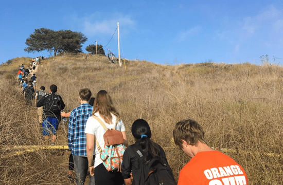 Walking on a trail