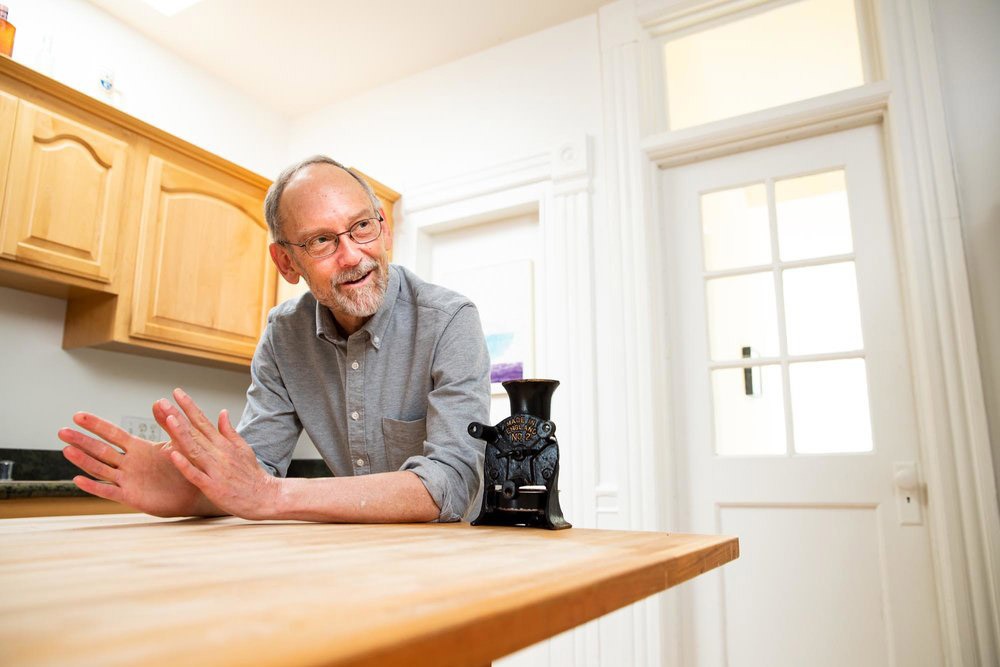 Harold McGee sitting at a table