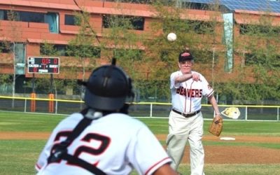 Mel Levet (BS ’39, MS ’40) Tosses First Pitch Against Occidental